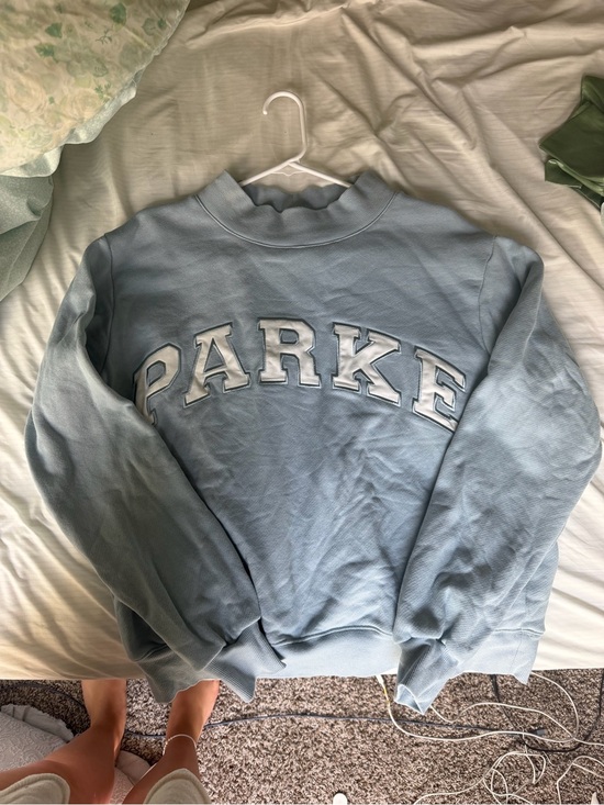 Parke Tops - Parker Light Blue Lettered Crewneck Sweatshirt